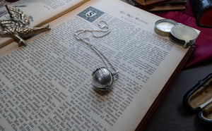 Antique Sterling Silver Orb Locket, 6 Photo Accordion Pendant, Dark Academia Jewelry