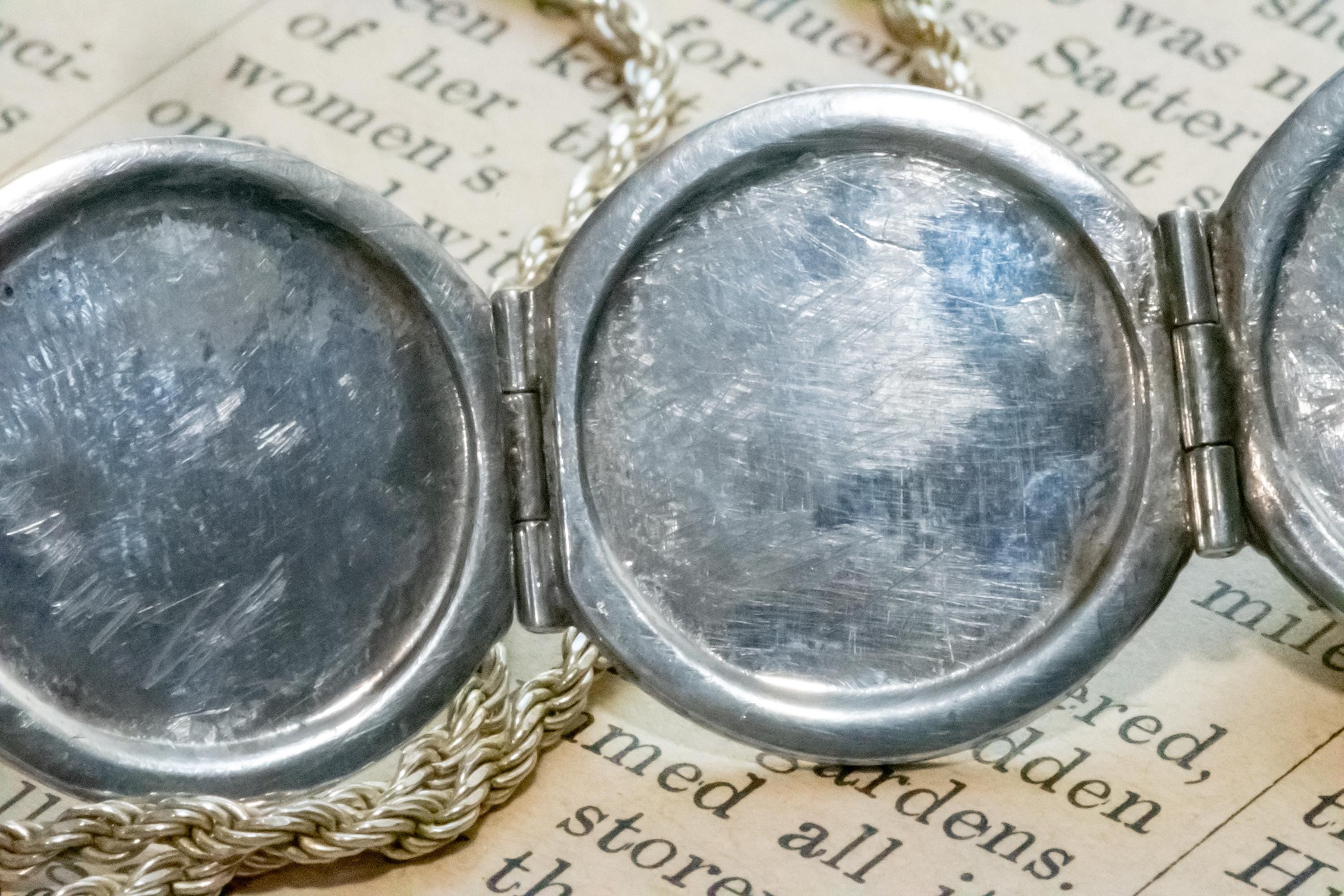 Antique Sterling Silver Orb Locket, 6 Photo Accordion Pendant, Dark Academia Jewelry