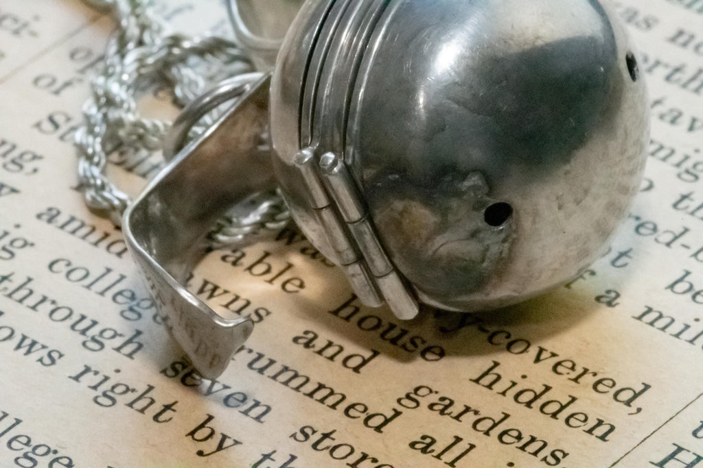Antique Sterling Silver Orb Locket, 6 Photo Accordion Pendant, Dark Academia Jewelry