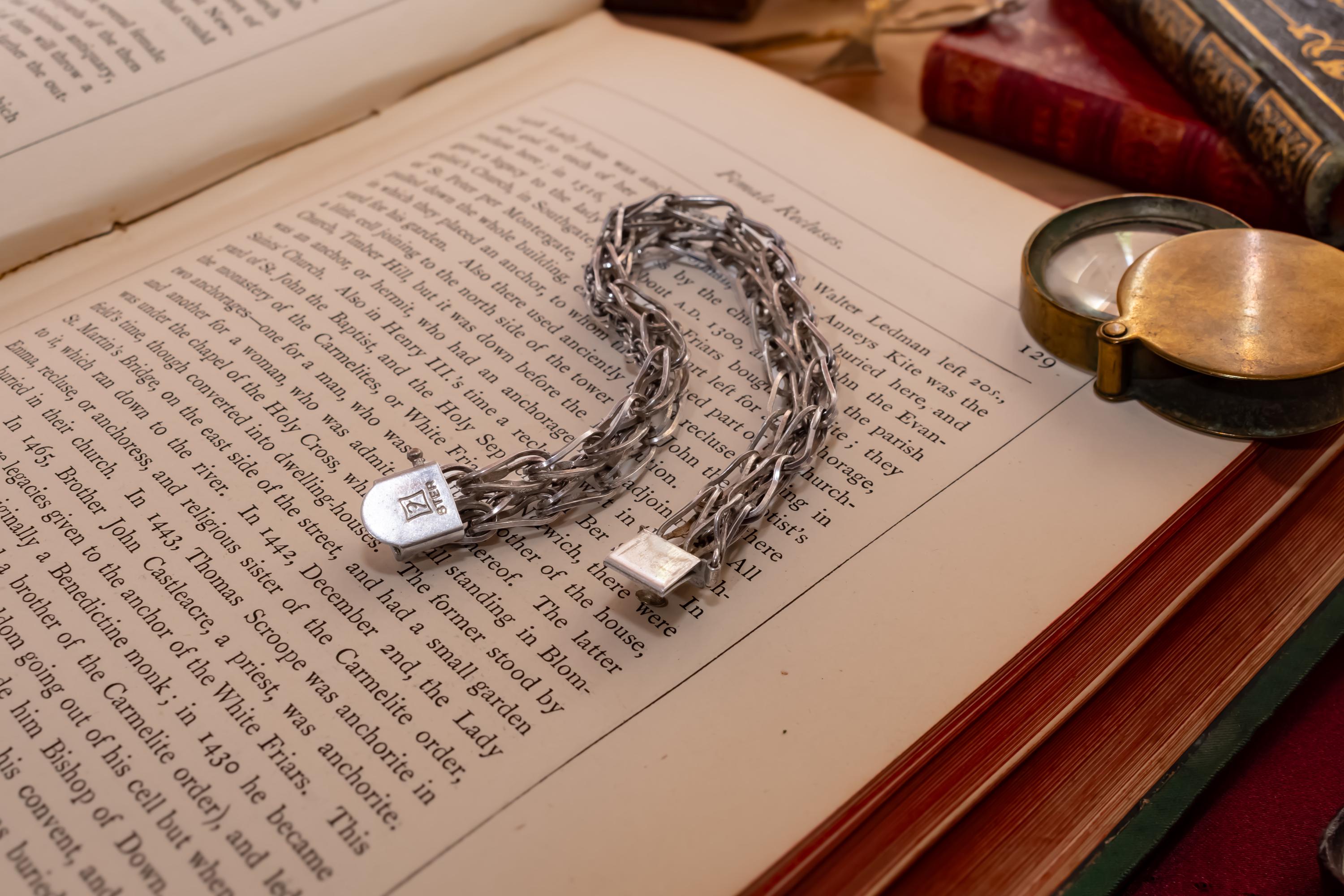 Heavy Vintage Sterling Silver Byzantine Chain Bracelet | Dark Academia Talisman