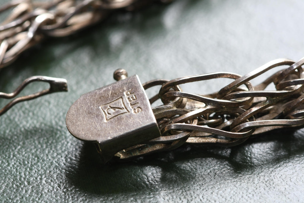 Heavy Vintage Sterling Silver Byzantine Chain Bracelet | Dark Academia Talisman