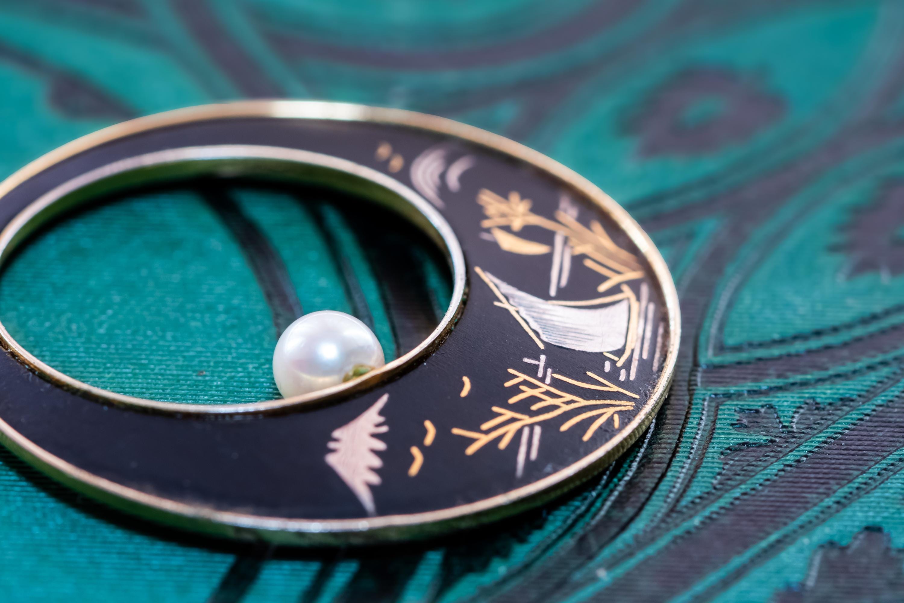 Vintage Amita Japanese Damascene Jewelry Set | 24K Gold Inlay | Dark Academia