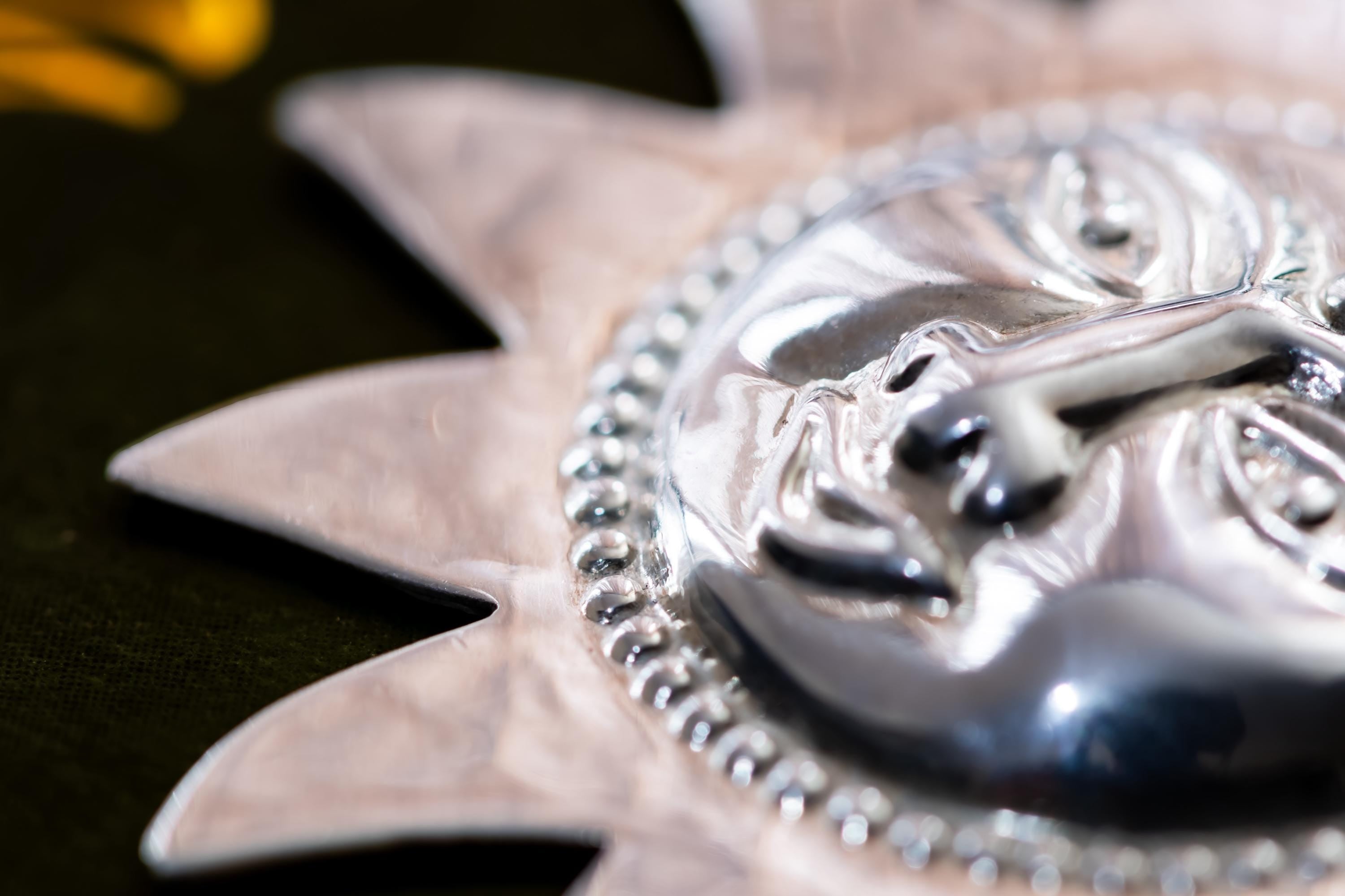Vintage Sterling Silver Celestial Sun Face Necklace, 90s Whimsigoth Talisman
