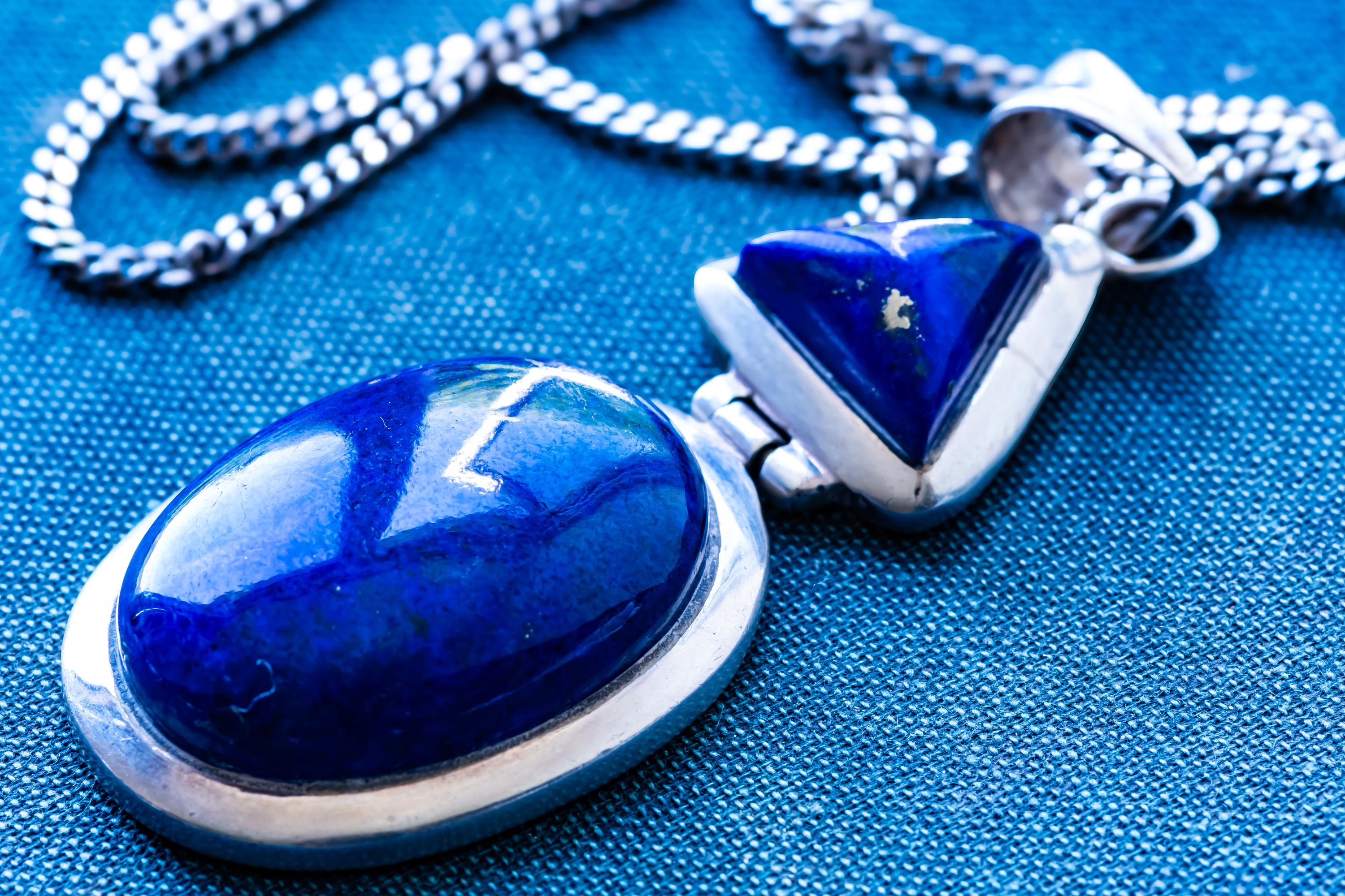 Heavy 925 Sterling Silver & Large Lapis Lazuli Pendant Necklace | Witchy Talisman