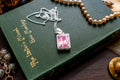 Vintage 925 Sterling Silver Pink Topaz Emerald Cut Necklace | Romantic Goth Talisman