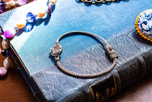 Vintage 800 Silver Apple Charm Bracelet | Pave Crystals | Botanical Goth Accessory