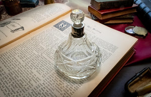 1927 Antique Sterling Silver & Cut Glass Scent Bottle Decanter, London Hallmarked