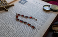 925 Sterling Silver Cognac Baltic Amber Cabochon Link Bracelet, Vintage