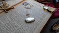 Antique Silver Pendant Compact Mirror Necklace, 19th Century