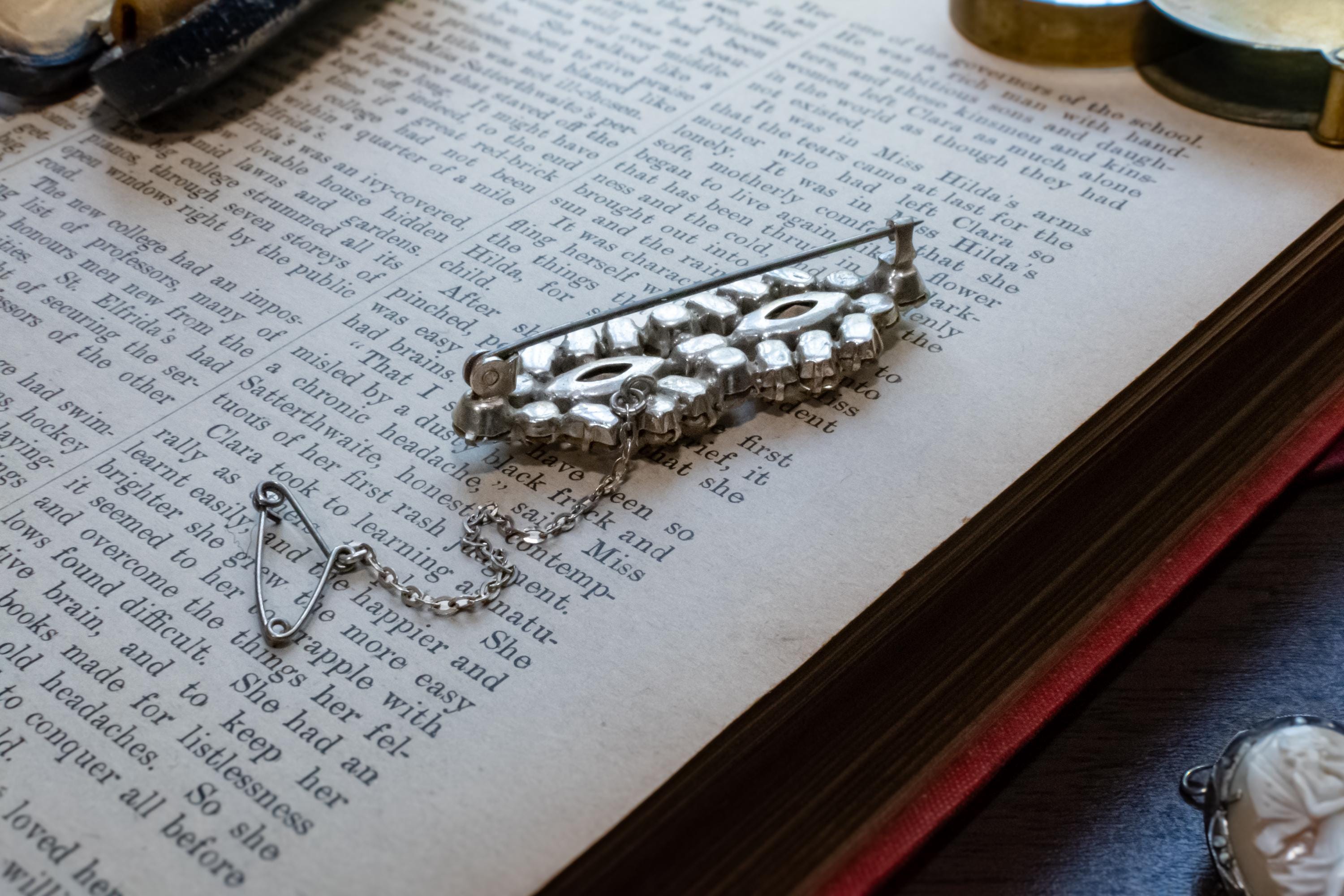 Vintage Marquise Rhinestone Costume Brooch, Mid-Century Statement Pin