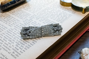 Vintage Art Deco Paste Rhinestone Double Dress Clip Duette Brooch, c.1940s, Excellent