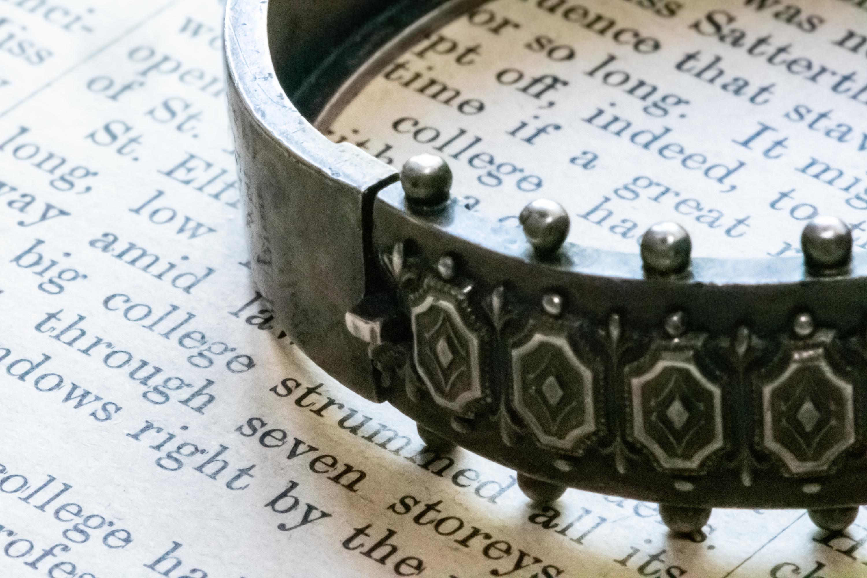 1883 Sterling Silver Etruscan Revival Geometric Wide Cuff Bracelet, Birmingham Hallmarked