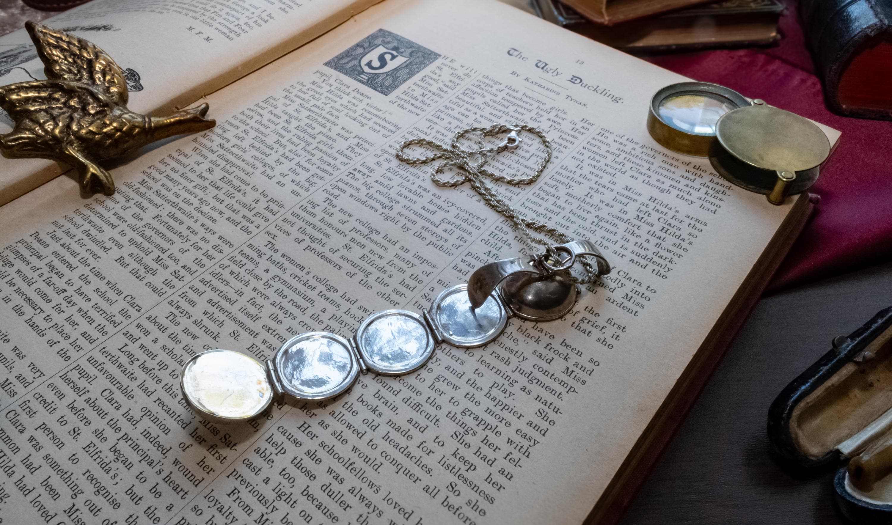 Antique Sterling Silver Orb Locket, 6 Photo Accordion Pendant, Dark Academia Jewelry