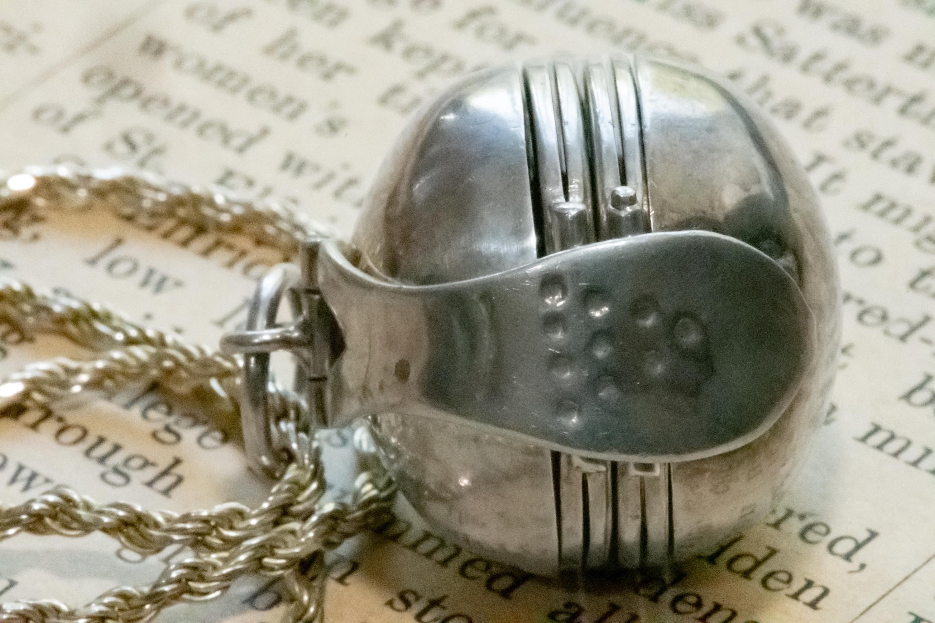 Antique Sterling Silver Orb Locket, 6 Photo Accordion Pendant, Dark Academia Jewelry