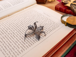 Antique Silver Filigree Flower Brooch | 833 Silver Insect Pin | Nocturnal Talisman | Shadow and Silver Dark Academia Jewelry