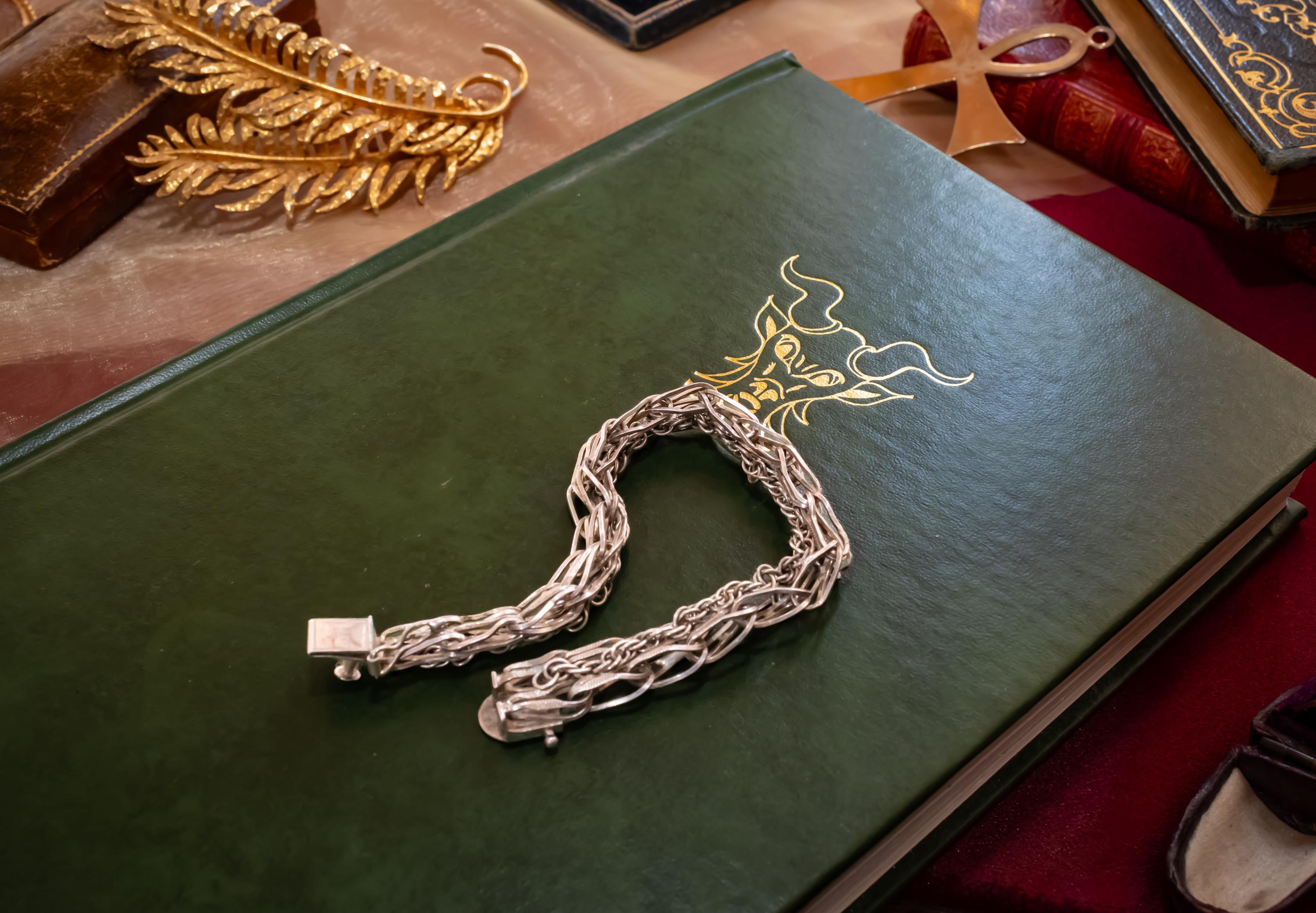 Heavy Vintage Sterling Silver Byzantine Chain Bracelet | Dark Academia Talisman