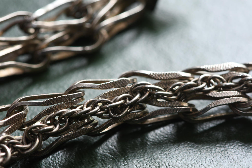 Heavy Vintage Sterling Silver Byzantine Chain Bracelet | Dark Academia Talisman