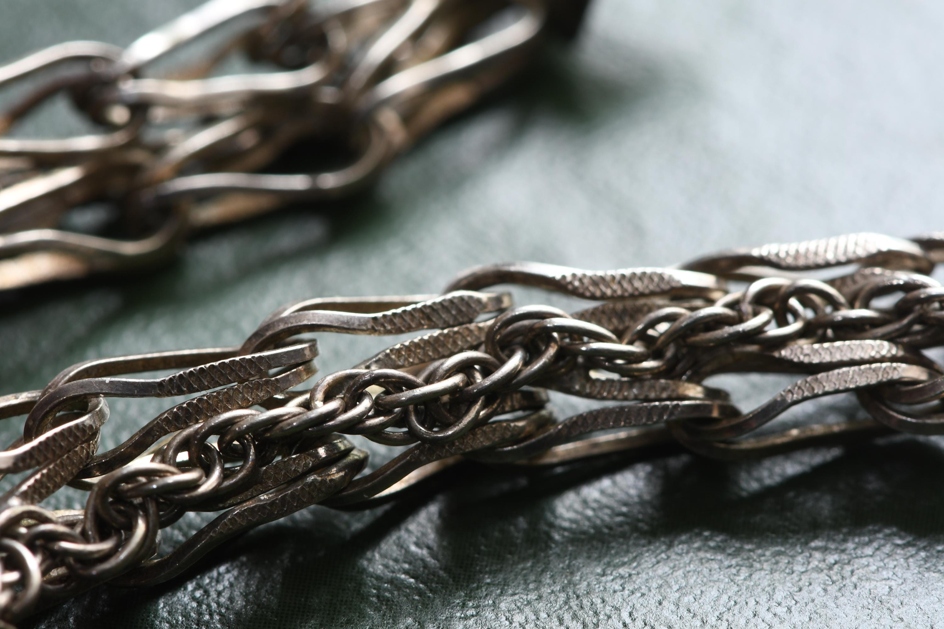 Heavy Vintage Sterling Silver Byzantine Chain Bracelet | Dark Academia Talisman