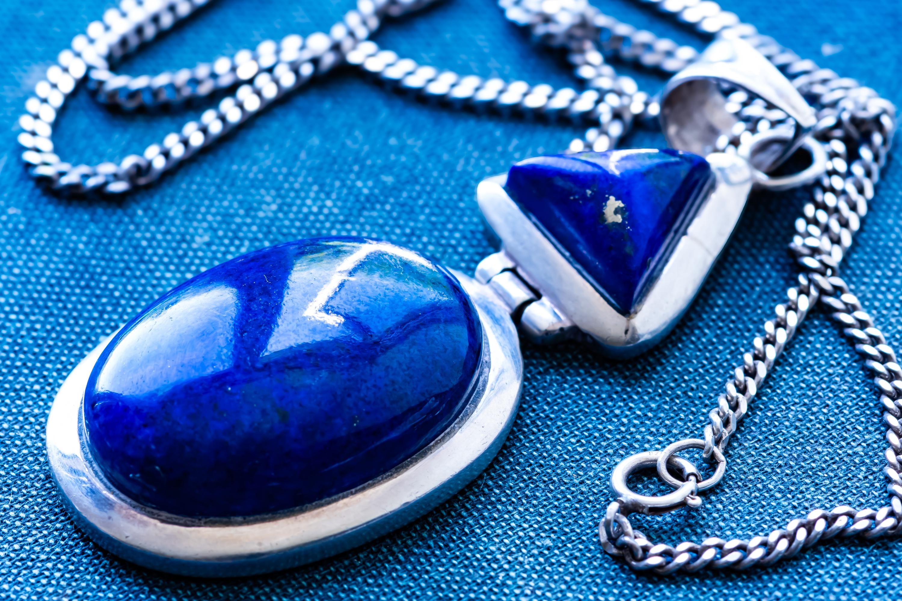 Heavy 925 Sterling Silver & Large Lapis Lazuli Pendant Necklace | Witchy Talisman