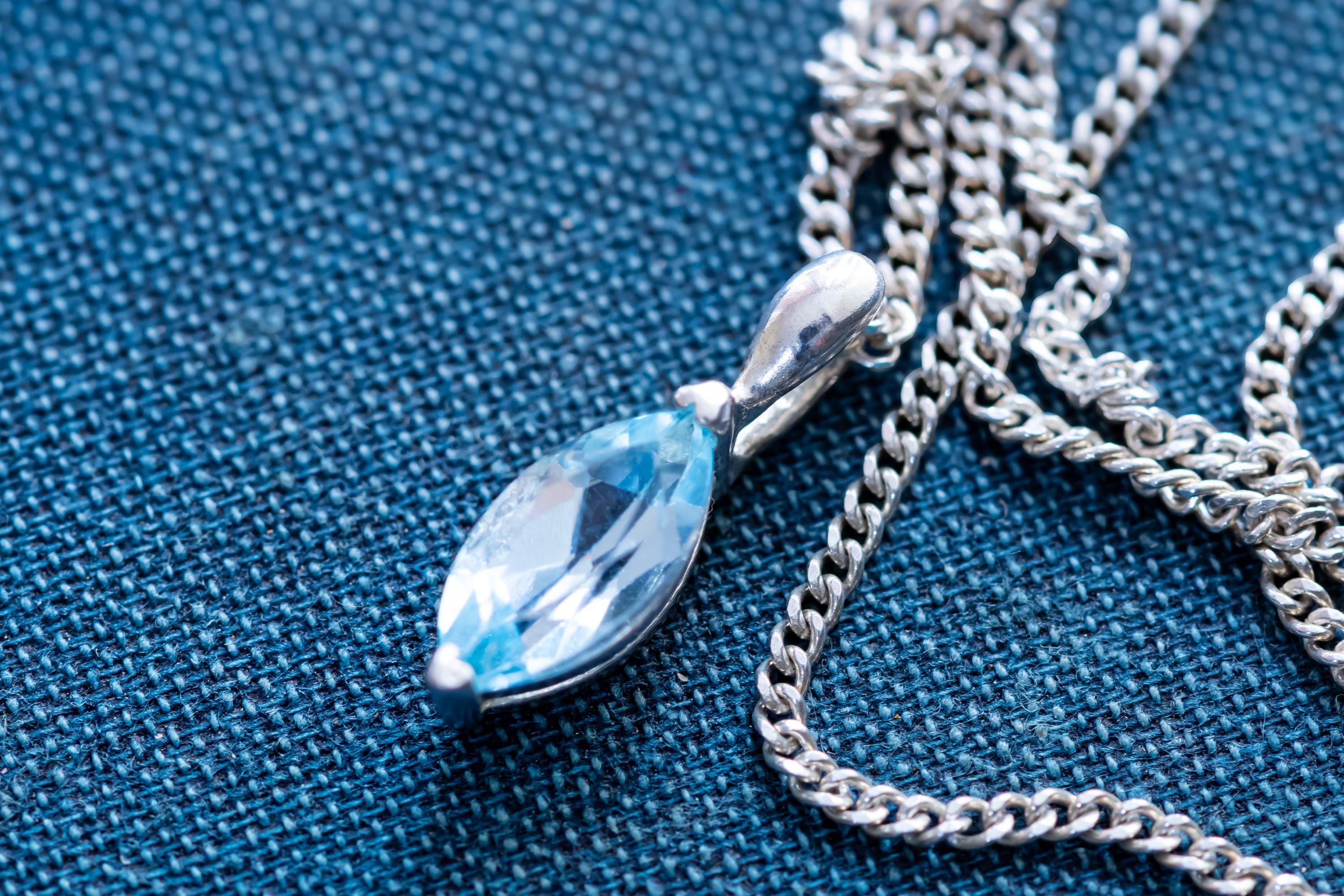 Vintage 925 Sterling Silver Blue Topaz Teardrop Necklace | Whimsigoth Talisman