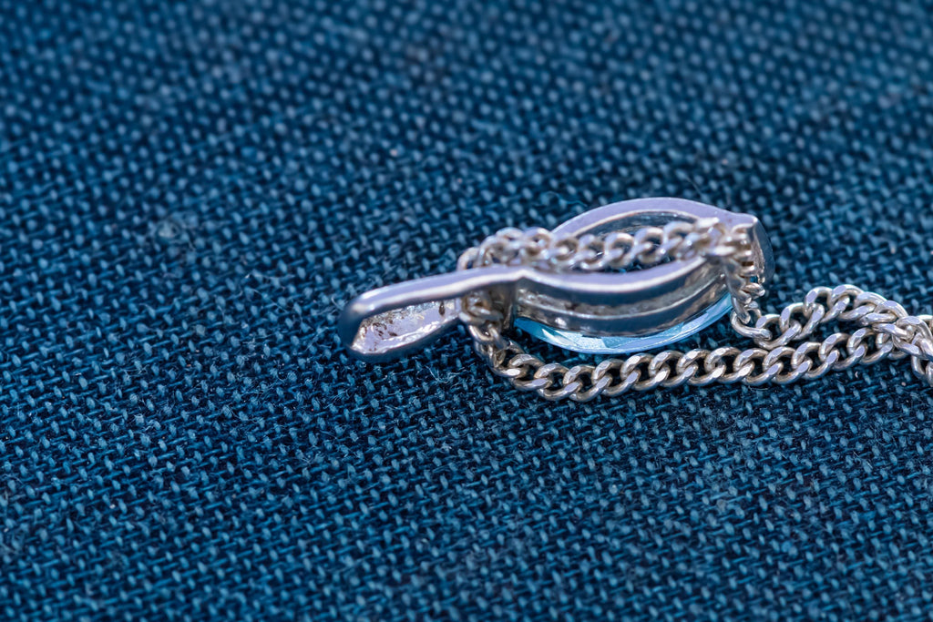 Vintage 925 Sterling Silver Blue Topaz Teardrop Necklace | Whimsigoth Talisman