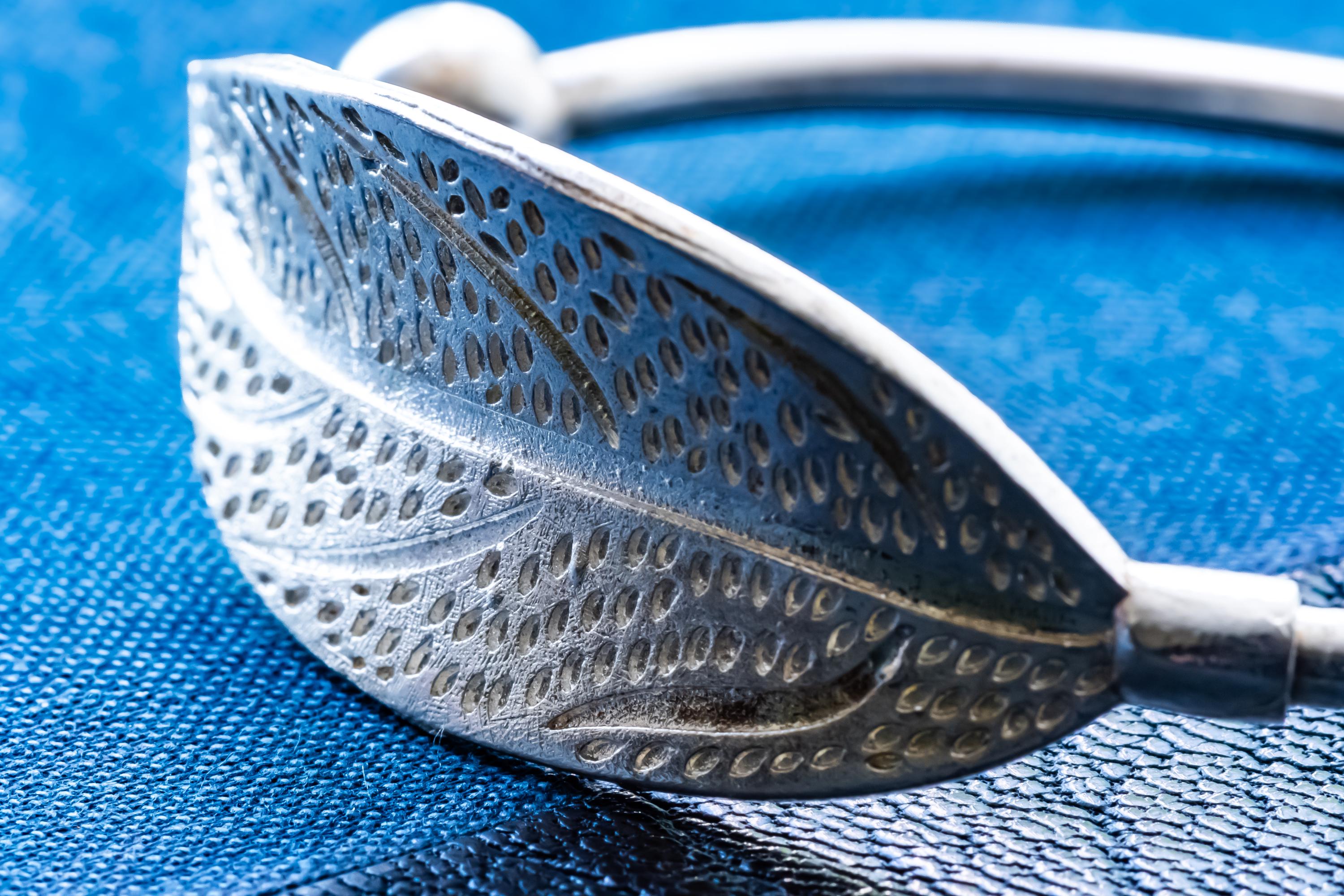 Pure 999 Silver Leaf Torque Bangle | Botanical Goth Cuff | Witchy Fine Jewelry