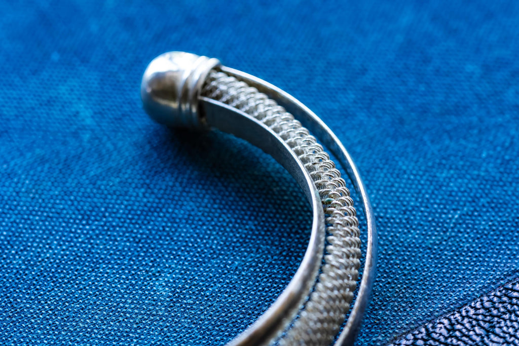 Vintage 925 Sterling Silver Mesh Bangle | Woven Silver Cuff | Dark Academia Accessory
