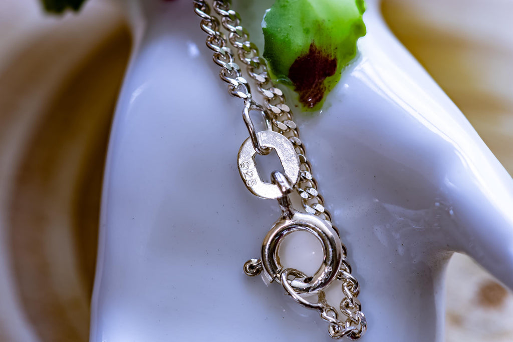 Vintage 925 Silver Black Mother of Pearl Spiderweb Necklace | Botanical Goth Talisman
